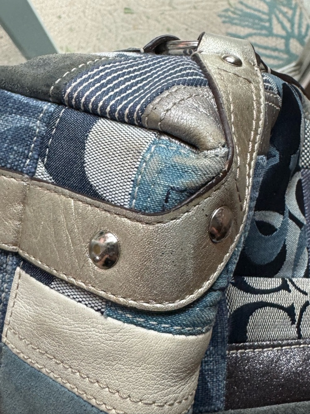 Coach Rare Y2K Denim Patchwork Hobo Purse Shoulder Bag F13720 - Picture 16 of 16